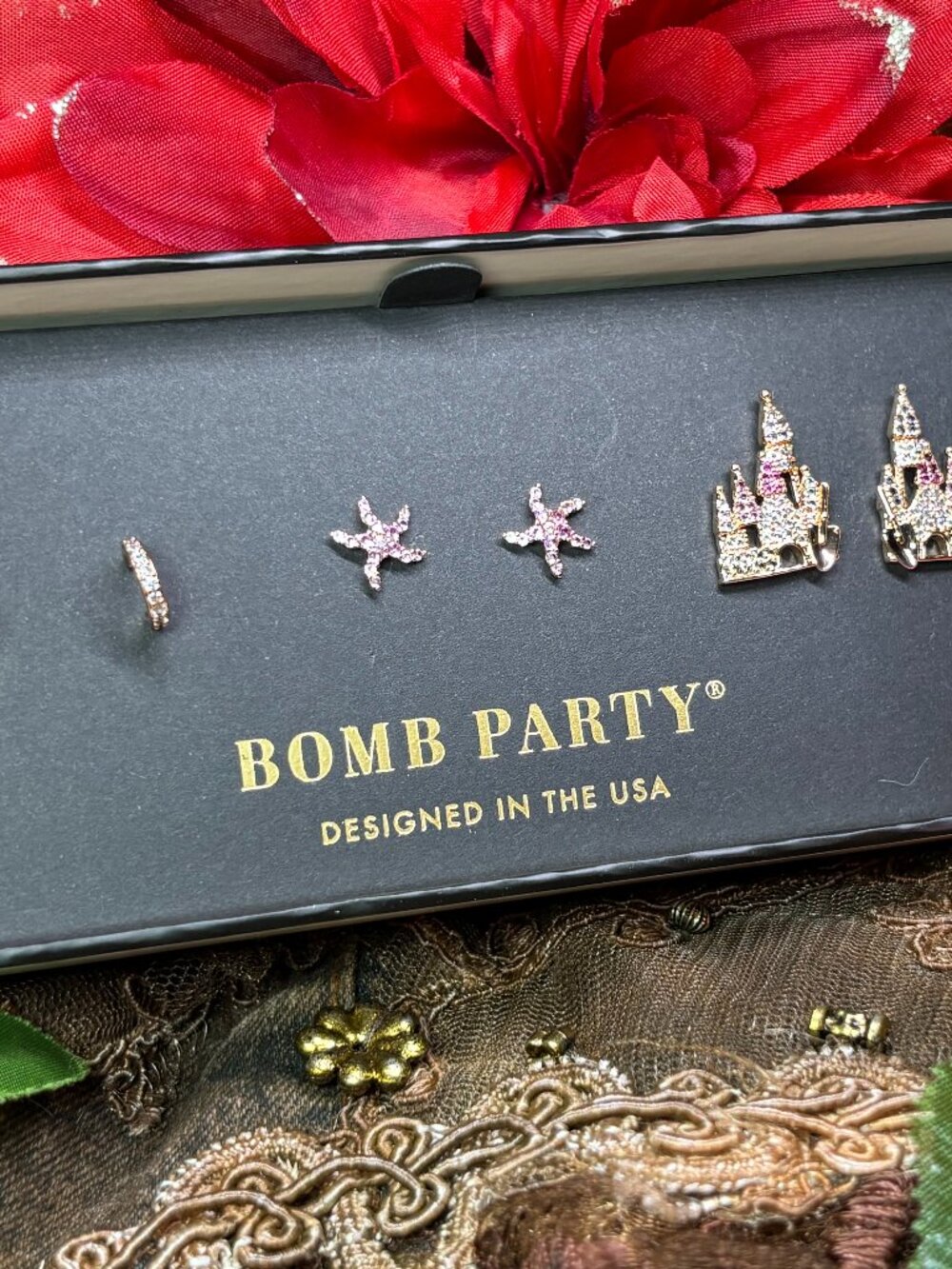 Bomb Party “Meet Me By The Sea” 3 Pair Shiny Studs  RBP6609 MSRP $88